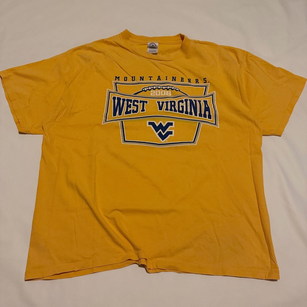Delta Pro Weight T-Shirt Men XL Gold Y2K 2008 West Virginia Mountaineers Shirt